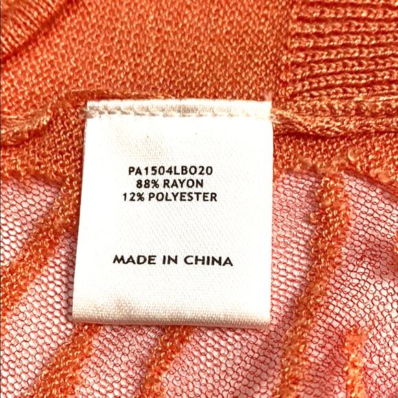 Parker sheer pullover casual top fine gauge knit peach short sleeve size S - Picture 5 of 6